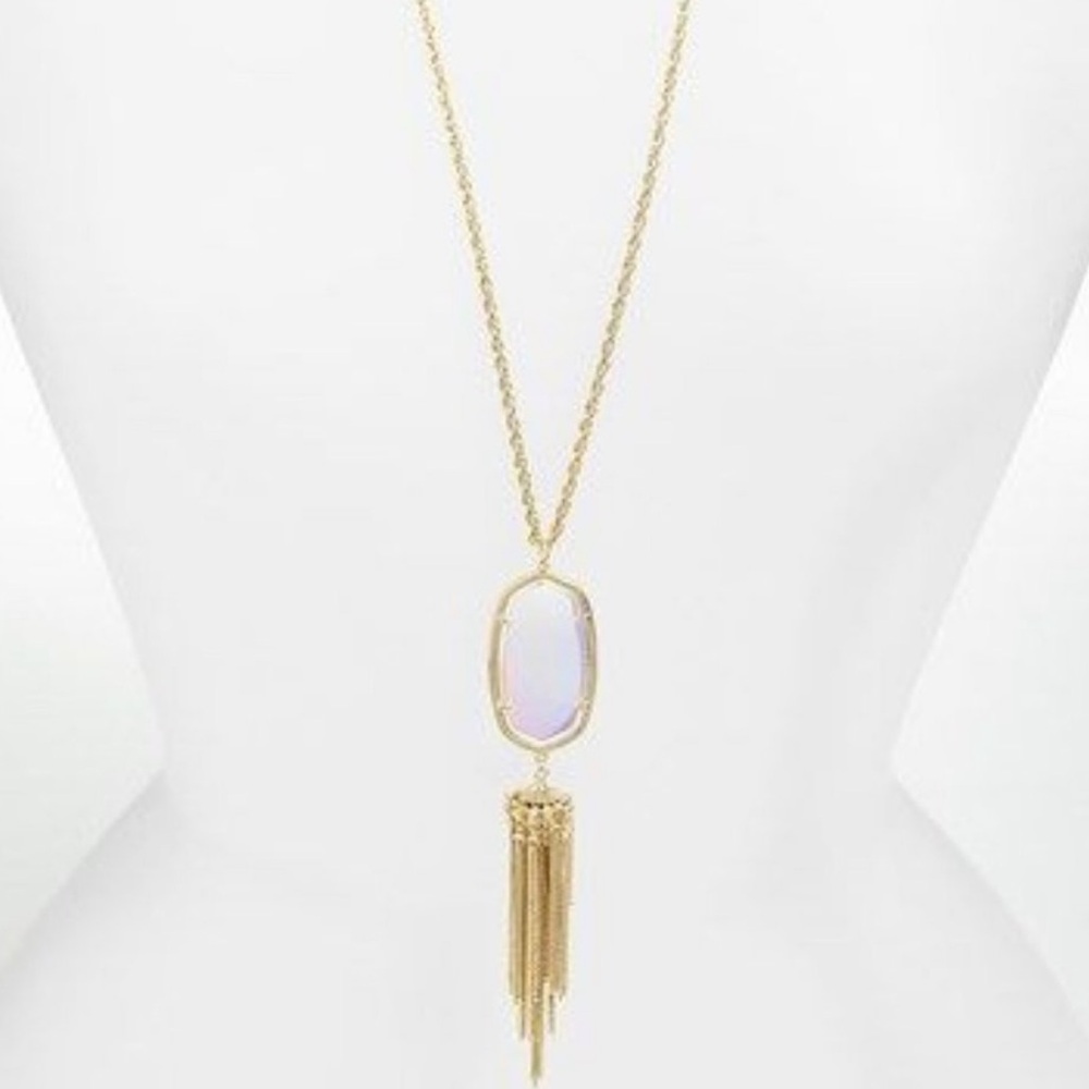 Kendra Scott Rayne Gold Long Pendant Necklace in irradescent
